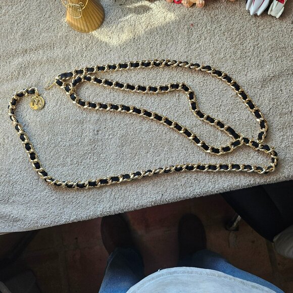Womens gold and black body belt over 30 inch main image 4